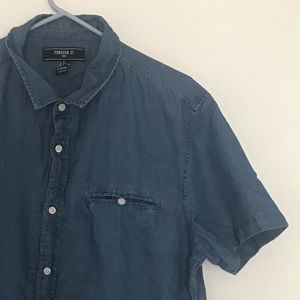Light Denim Blue Button Up